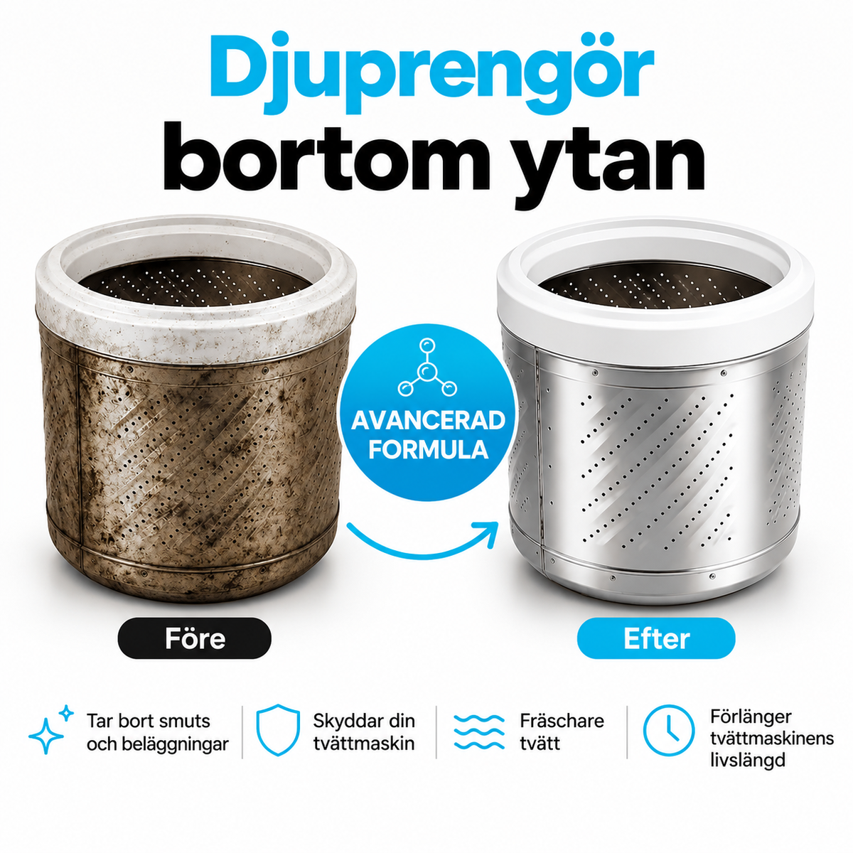 Djuprengöringstabletter för tvättmaskin – 12 st